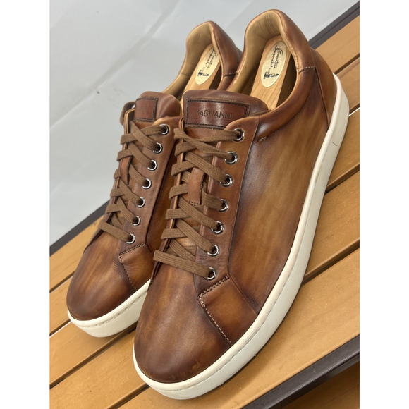MAGNANNI Amadeo Burnished Leather Low-Top Sneakers Men\'s Shoes Size 9.5 main image 7